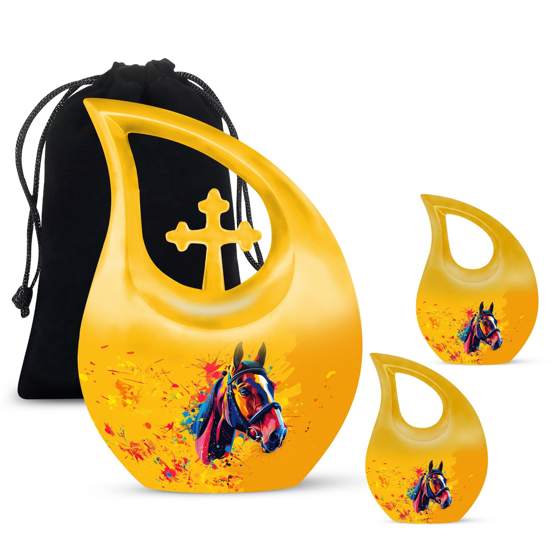 10-inch Horse themed Cross Drop Extra Large Urn, 