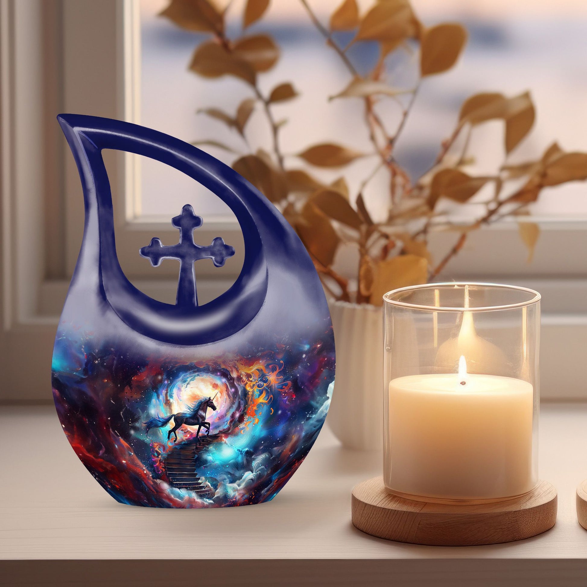  Blue Horse-themed urn