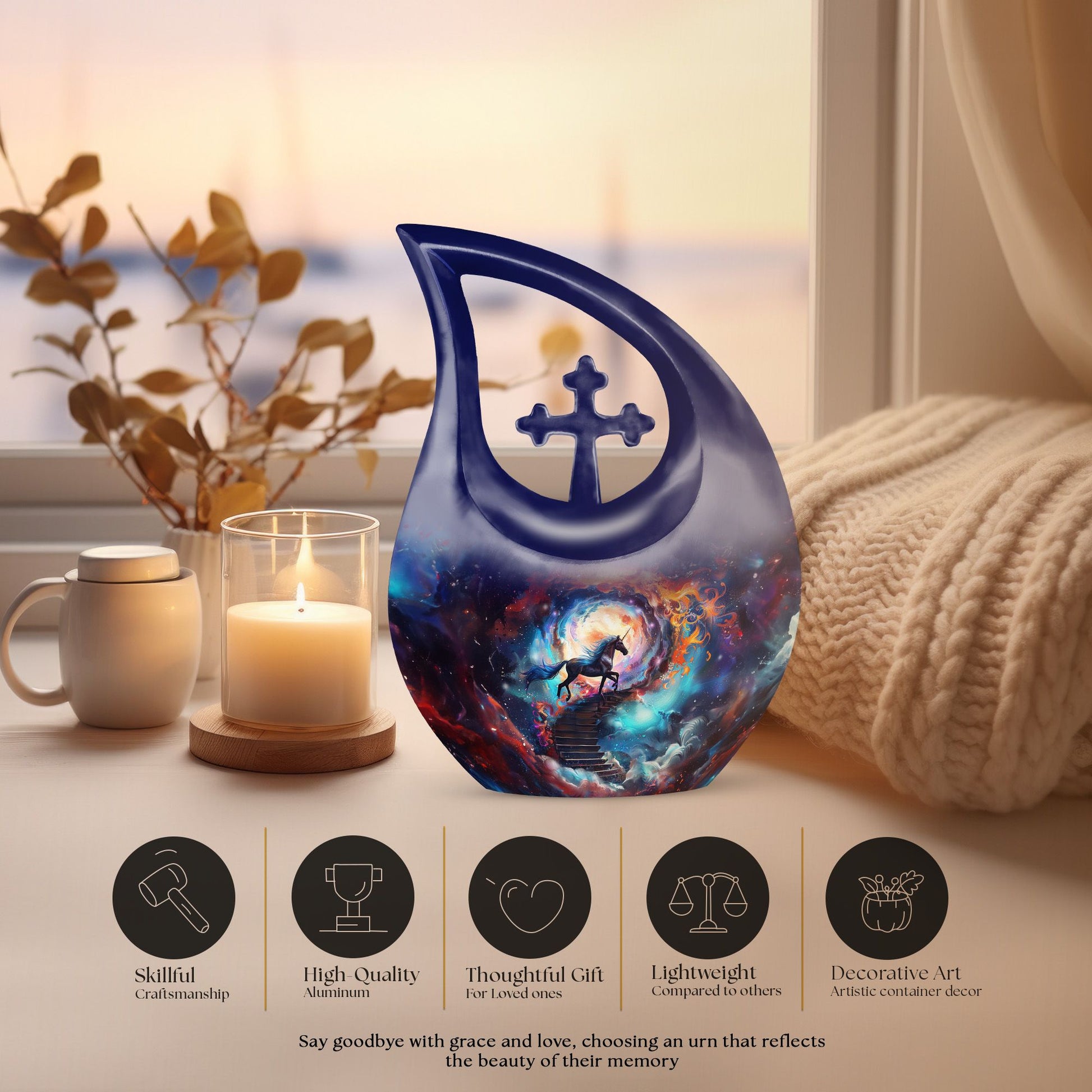  Blue Horse-themed urn