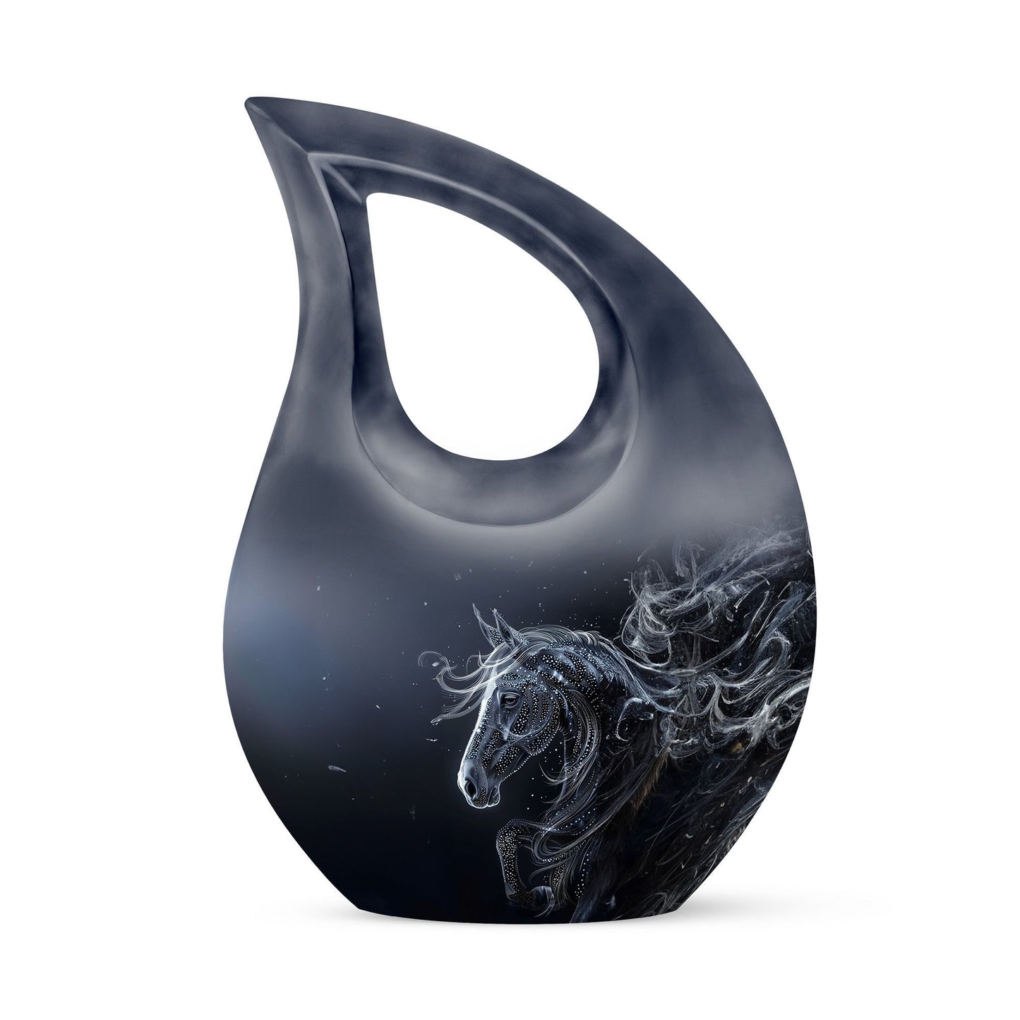 10-inch Horse-themed Large Cremation Urn with Cross