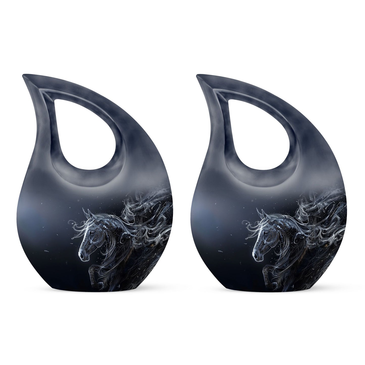 10-inch Horse-themed Large Cremation Urn with Cross