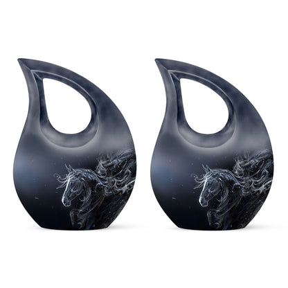 10-inch Horse-themed Large Cremation Urn with Cross