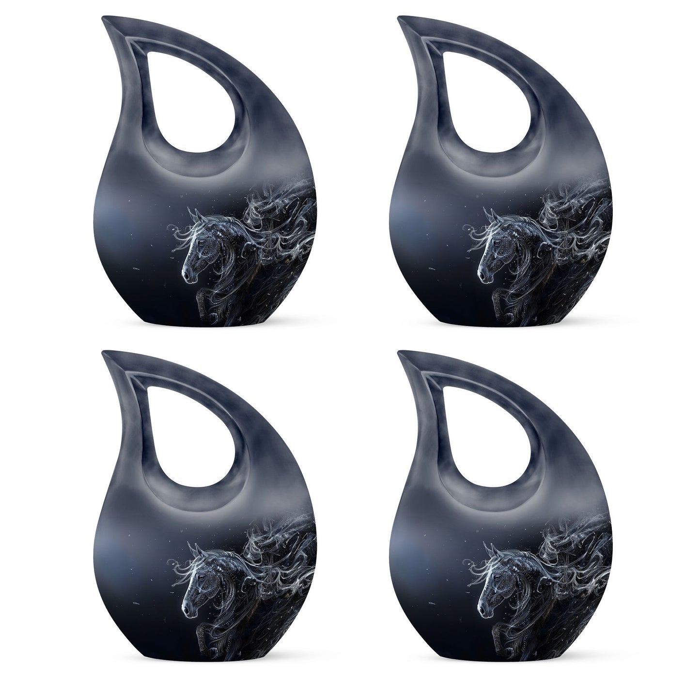 10-inch Horse-themed Large Cremation Urn with Cross