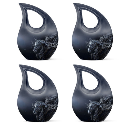 10-inch Horse-themed Large Cremation Urn with Cross