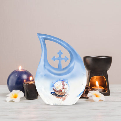 Baseball Themed Cross Drop Cremation Urn