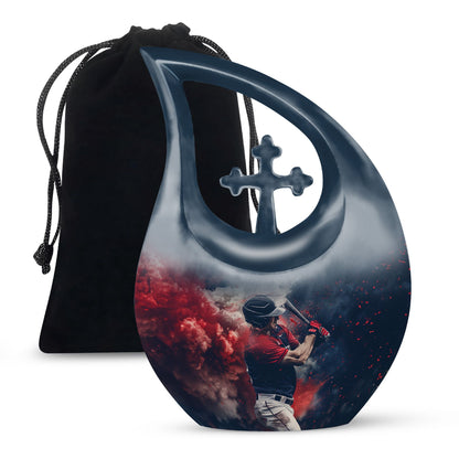 Baseball Theme Cross Drop Urn