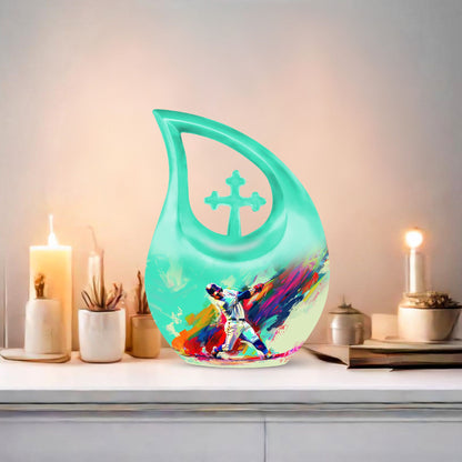 Baseball themed urn for ashes