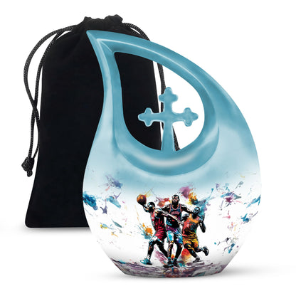 basketball-themed aluminum memorial urn
