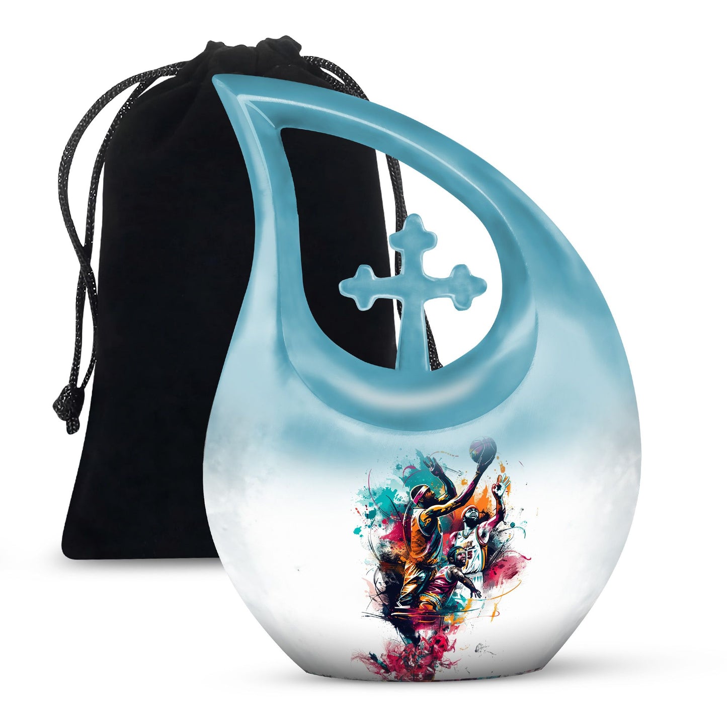 Basketball Theme Cross Drop Urn