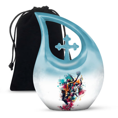 Basketball Theme Cross Drop Urn