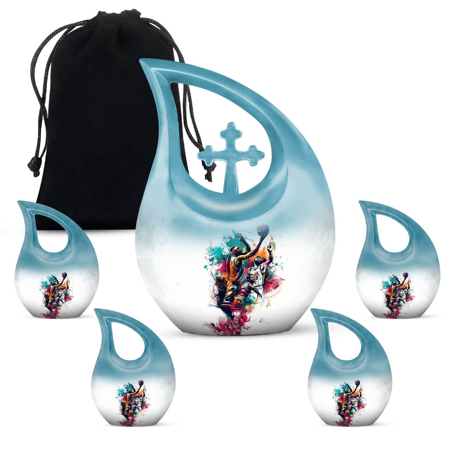 Basketball Theme Cross Drop Urn