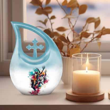 Basketball Theme Cross Drop Urn