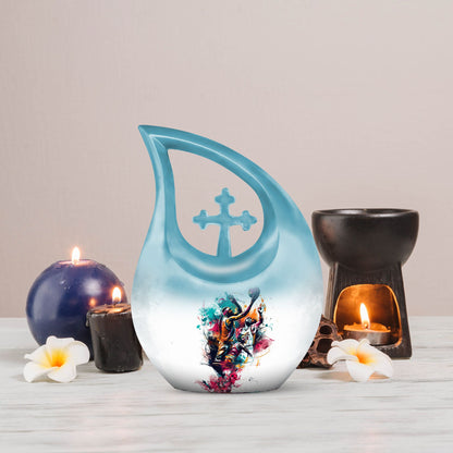 Basketball Theme Cross Drop Urn