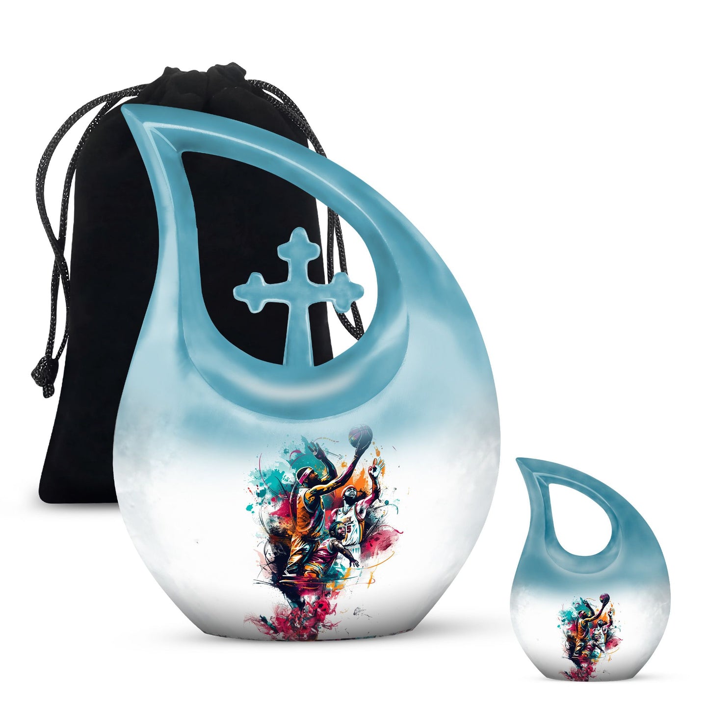 Basketball Theme Cross Drop Urn