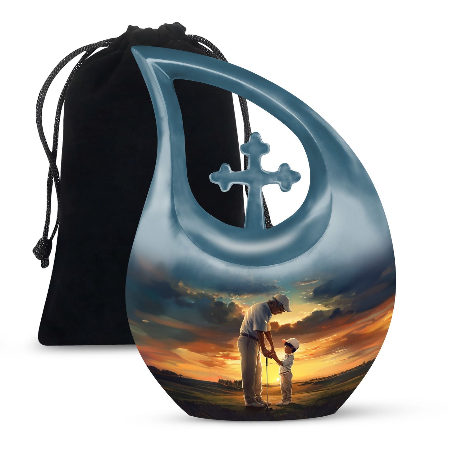 Golf Themed Cross Drop Large Urn for Cremation Ashes