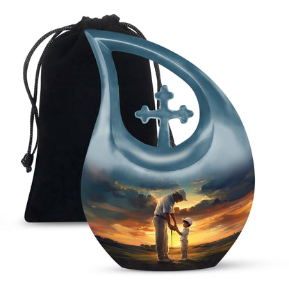 Golf Themed Cross Drop Large Urn for Cremation Ashes