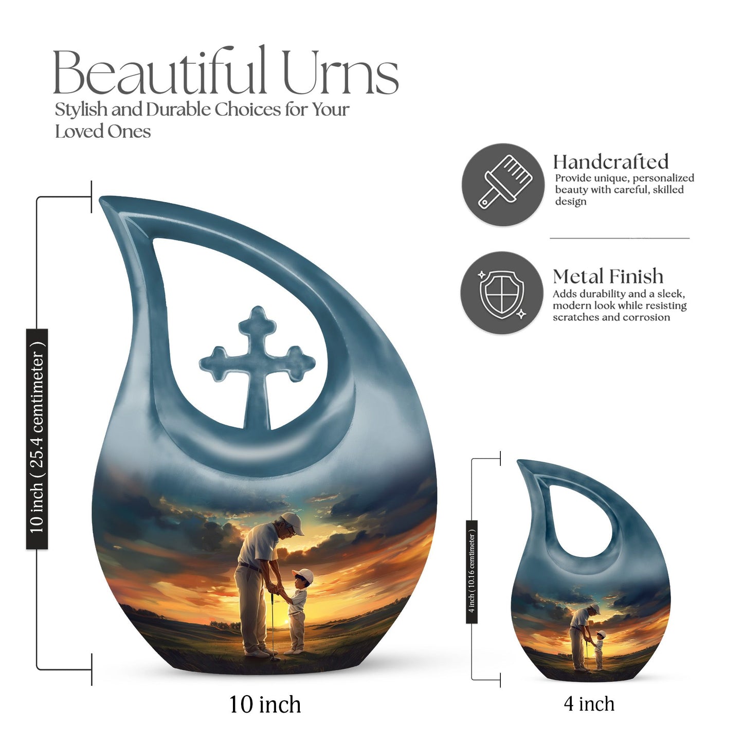 Golf Themed Cross Drop Large Urn for Cremation Ashes