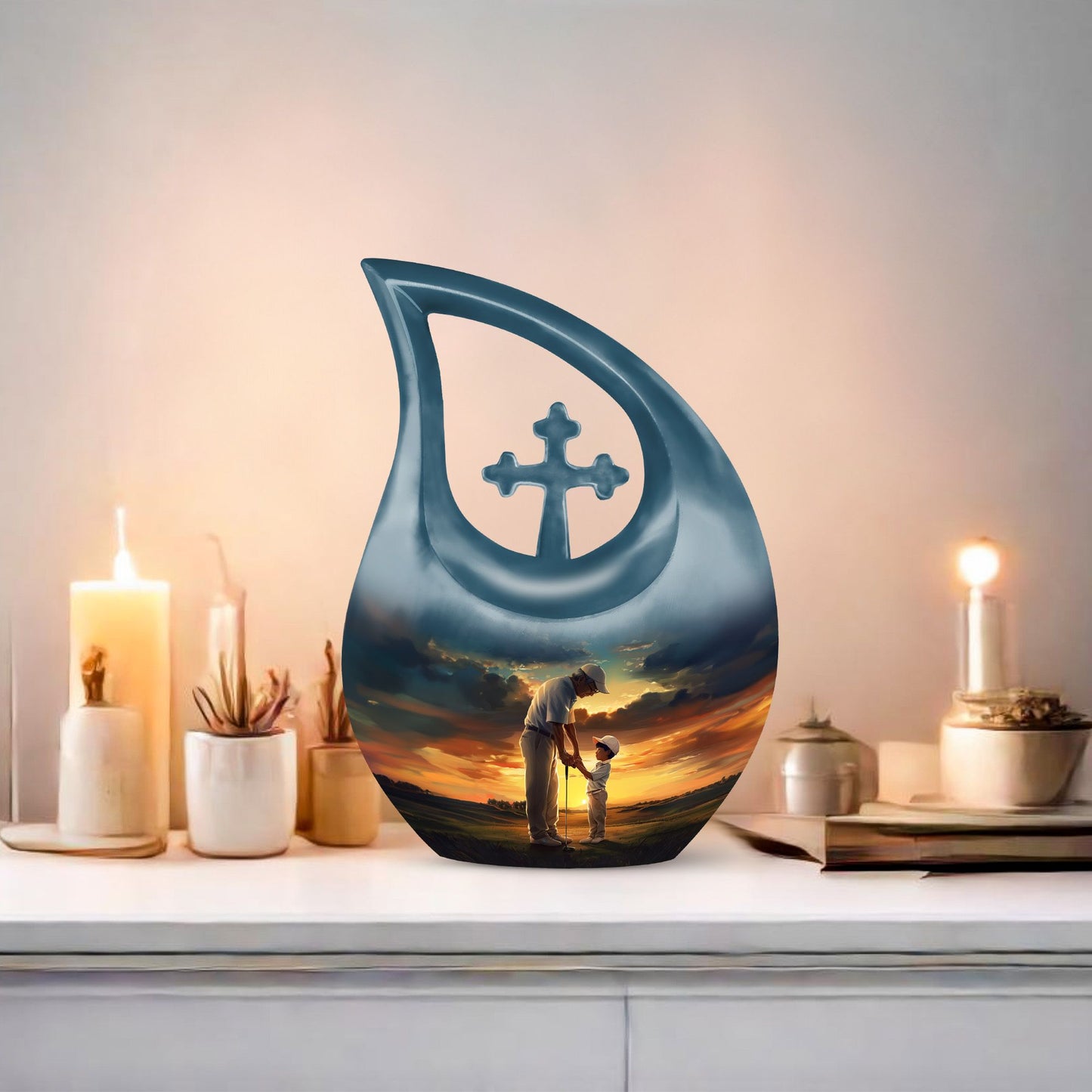 Golf Themed Cross Drop Large Urn for Cremation Ashes