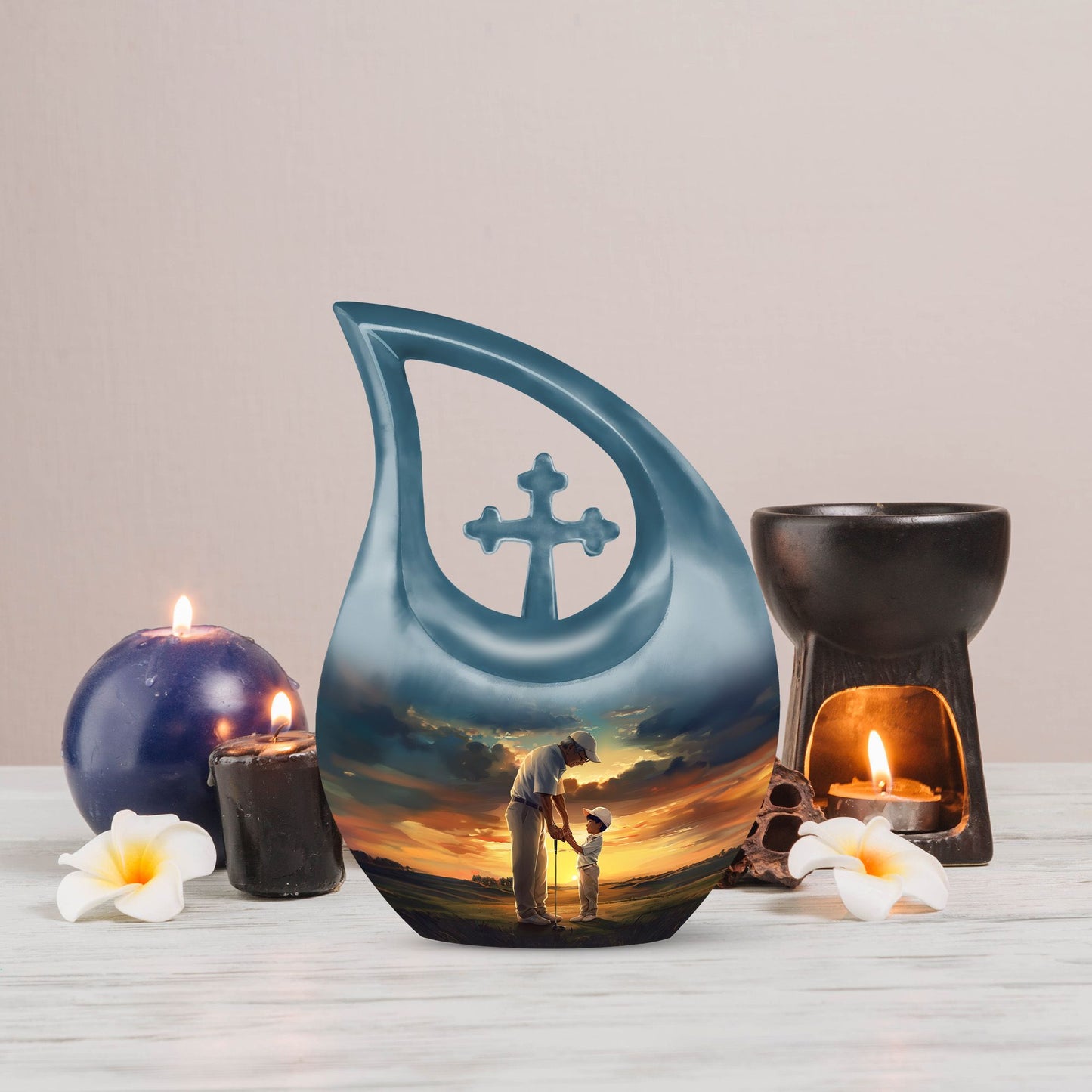 Golf Themed Cross Drop Large Urn for Cremation Ashes
