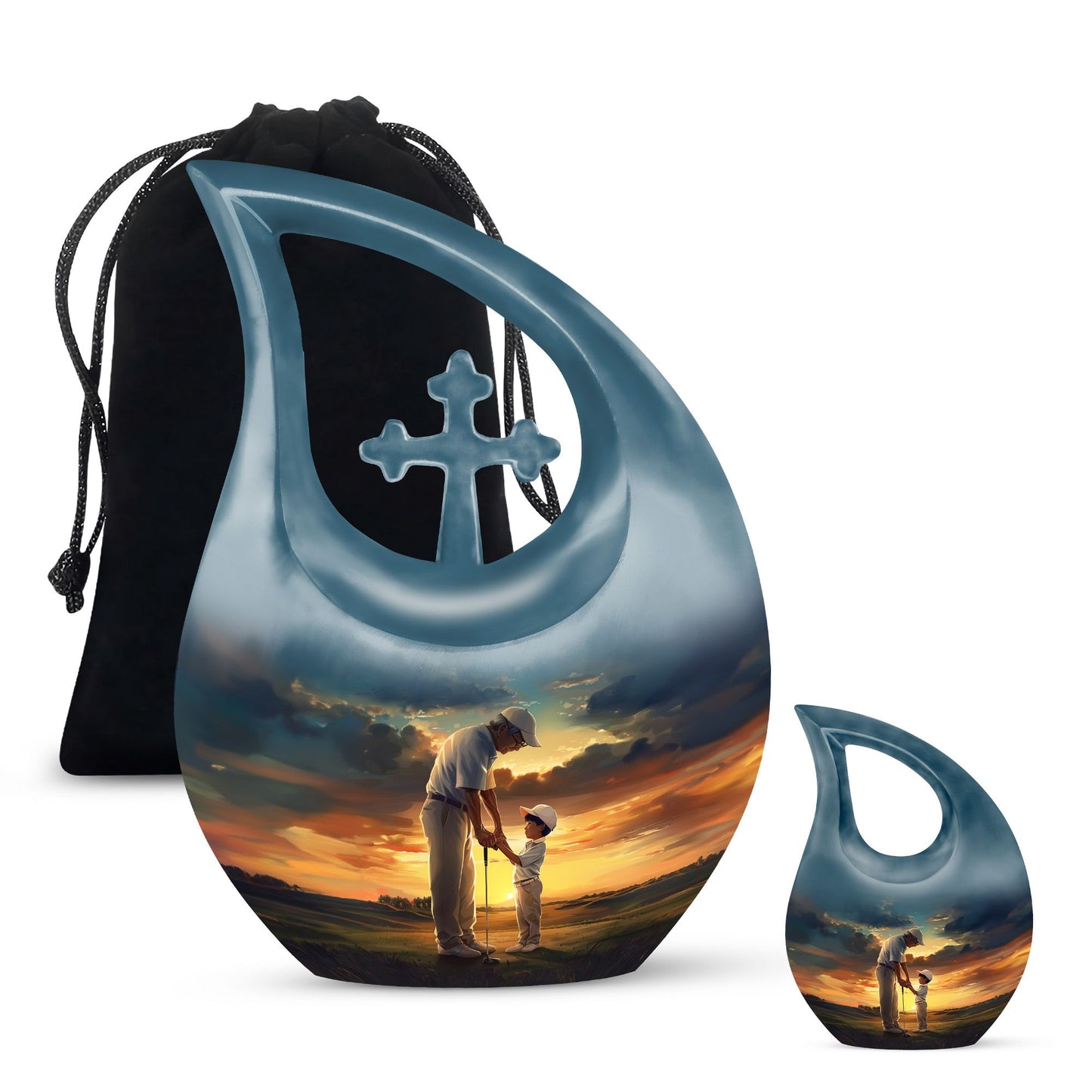 Golf Themed Cross Drop Large Urn for Cremation Ashes