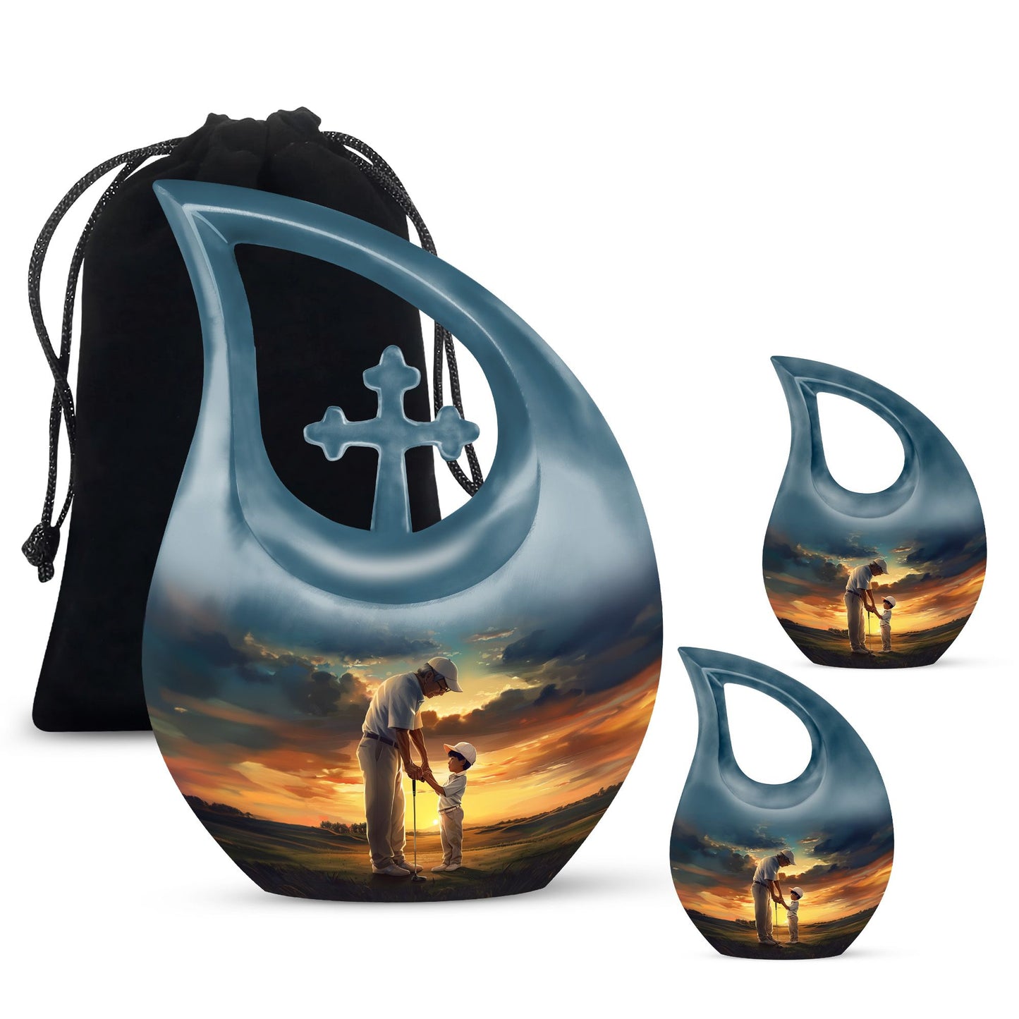 Golf Themed Cross Drop Large Urn for Cremation Ashes