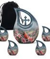 10-inch Cardinal Bird Urn with Cross Drop design, suitable for human ashes
