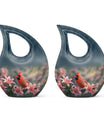 10-inch Cardinal Bird Urn with Cross Drop design, suitable for human ashes
