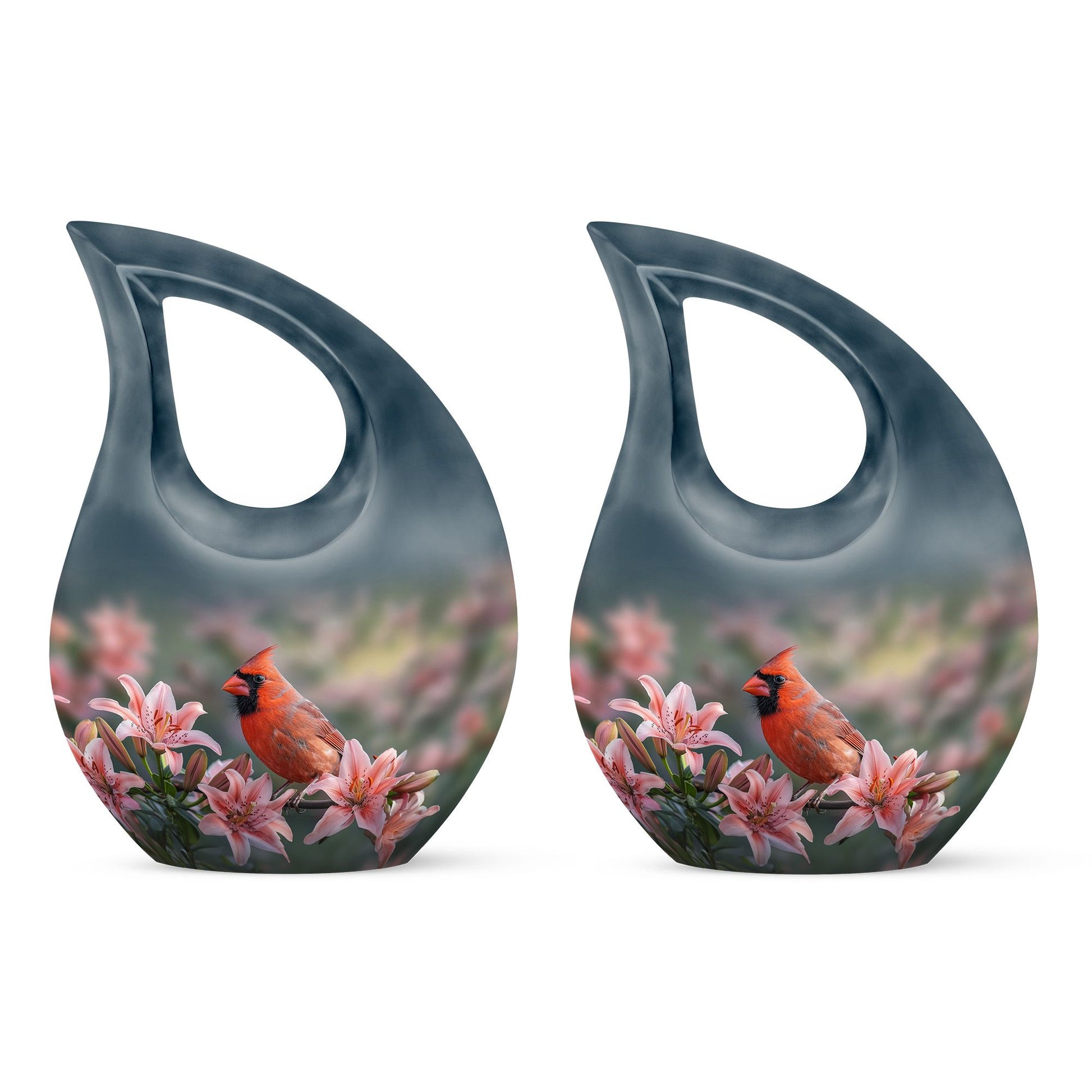 10-inch Cardinal Bird Urn with Cross Drop design, suitable for human ashes