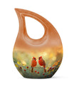 Cardinal Bird-themed Cross Drop Large Urn with Personalized Engravings, affordable cremation urn