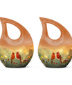 Cardinal Bird-themed Cross Drop Large Urn with Personalized Engravings, affordable cremation urn
