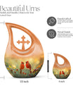 Cardinal Bird-themed Cross Drop Large Urn with Personalized Engravings, affordable cremation urn