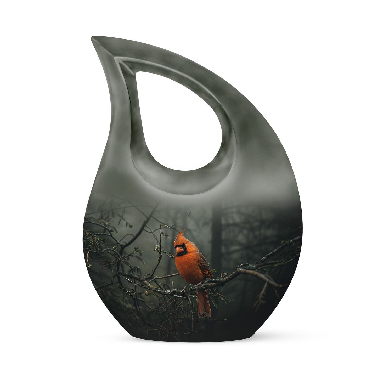 10-inch aluminium Cardinal Bird Cross Drop memorial urn for ashes