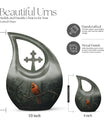 10-inch aluminium Cardinal Bird Cross Drop memorial urn for ashes
