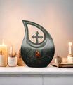 10-inch aluminium Cardinal Bird Cross Drop memorial urn for ashes