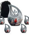 10-inch Cardinal Bird Cross Drop memorial urn, customizable, with velvet pouch