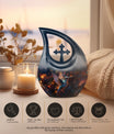 Humming Birds styled Cross Drop Keepsake Urn made of Aluminium, customizable