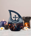 Humming Birds styled Cross Drop Keepsake Urn made of Aluminium, customizable