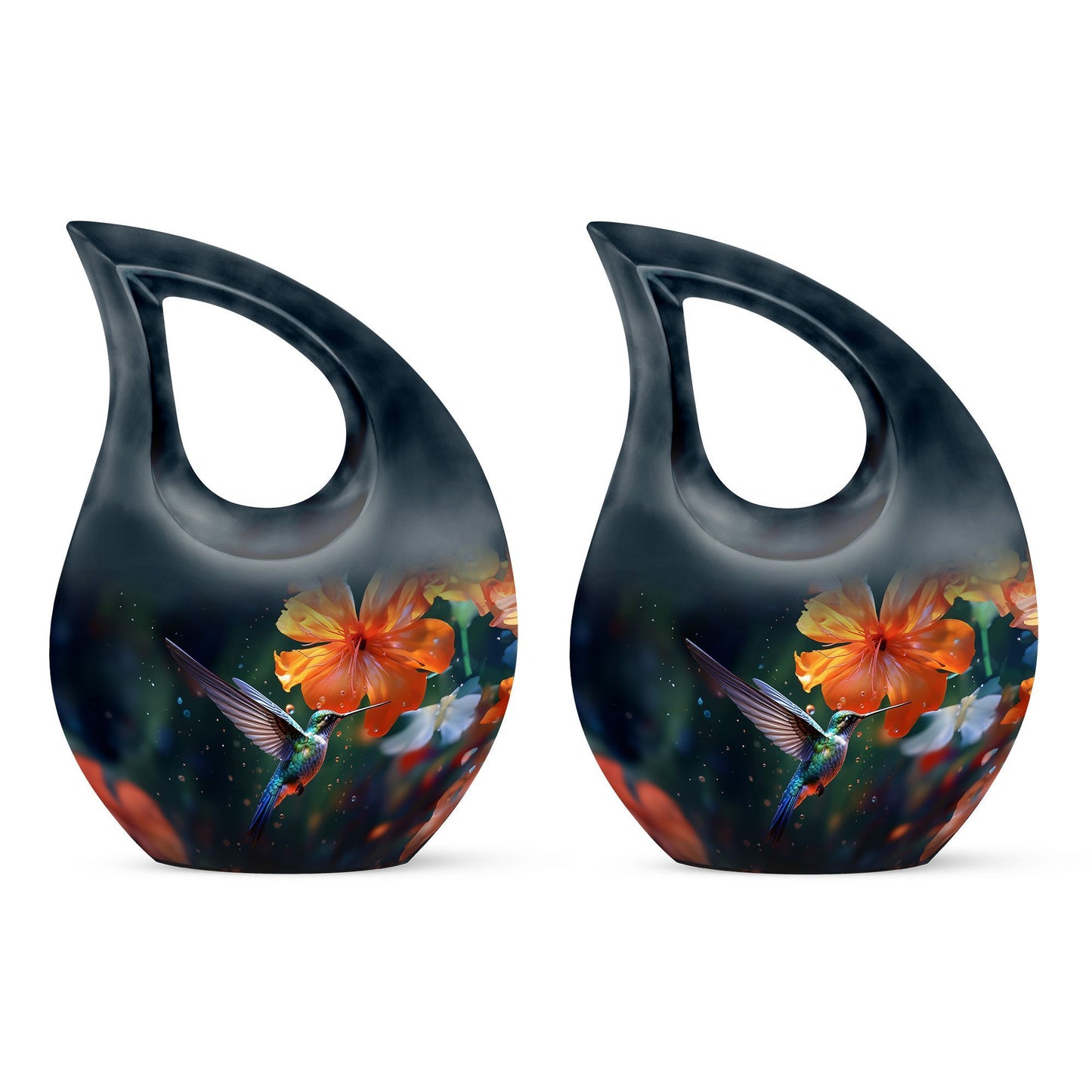 10-inch Humming Birds Urn with Cross Drop design from Aluminium