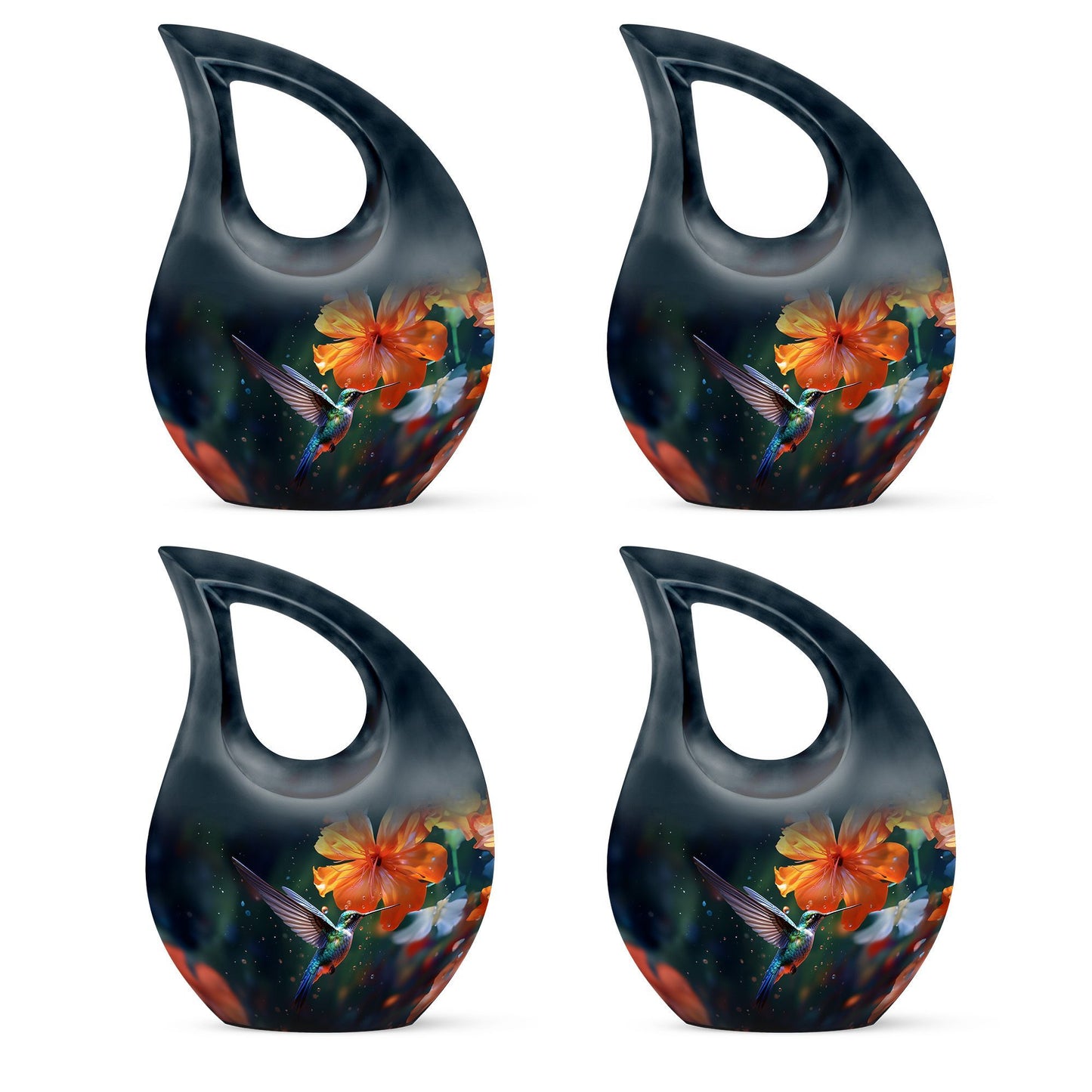 10-inch Humming Birds Urn with Cross Drop design from Aluminium