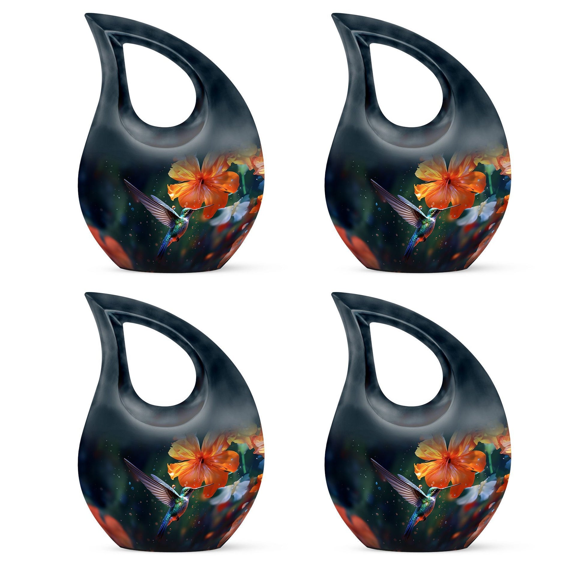 10-inch Humming Birds Urn with Cross Drop design from Aluminium