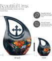 10-inch Humming Birds Urn with Cross Drop design from Aluminium