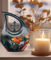 10-inch Humming Birds Urn with Cross Drop design from Aluminium