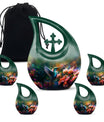 Small Humming Birds urn with Cross Drop design, ideal for memorial ashes
