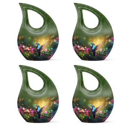 Large 10-inch Humming Birds Urn with Cross Drop design for ashes