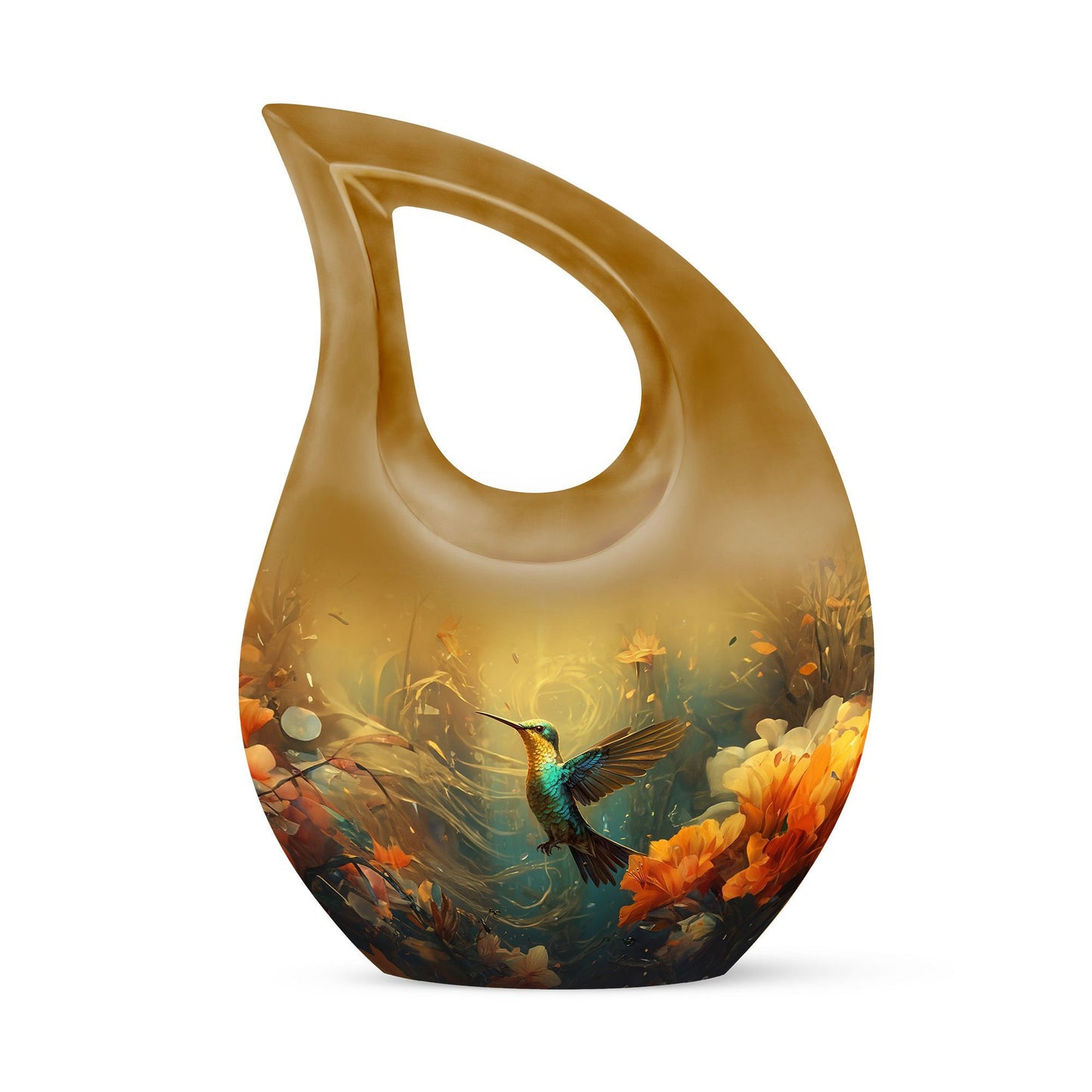 Humming Birds themed Cross Drop Design Memorial Urn, with option for engraving names