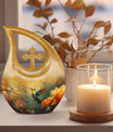 Humming Birds themed Cross Drop Design Memorial Urn, with option for engraving names
