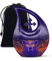 10 Inch Bear Urn with Cross Drop design for Cremated Remains, includes velvet pouch
