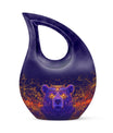 10 Inch Bear Urn with Cross Drop design for Cremated Remains, includes velvet pouch