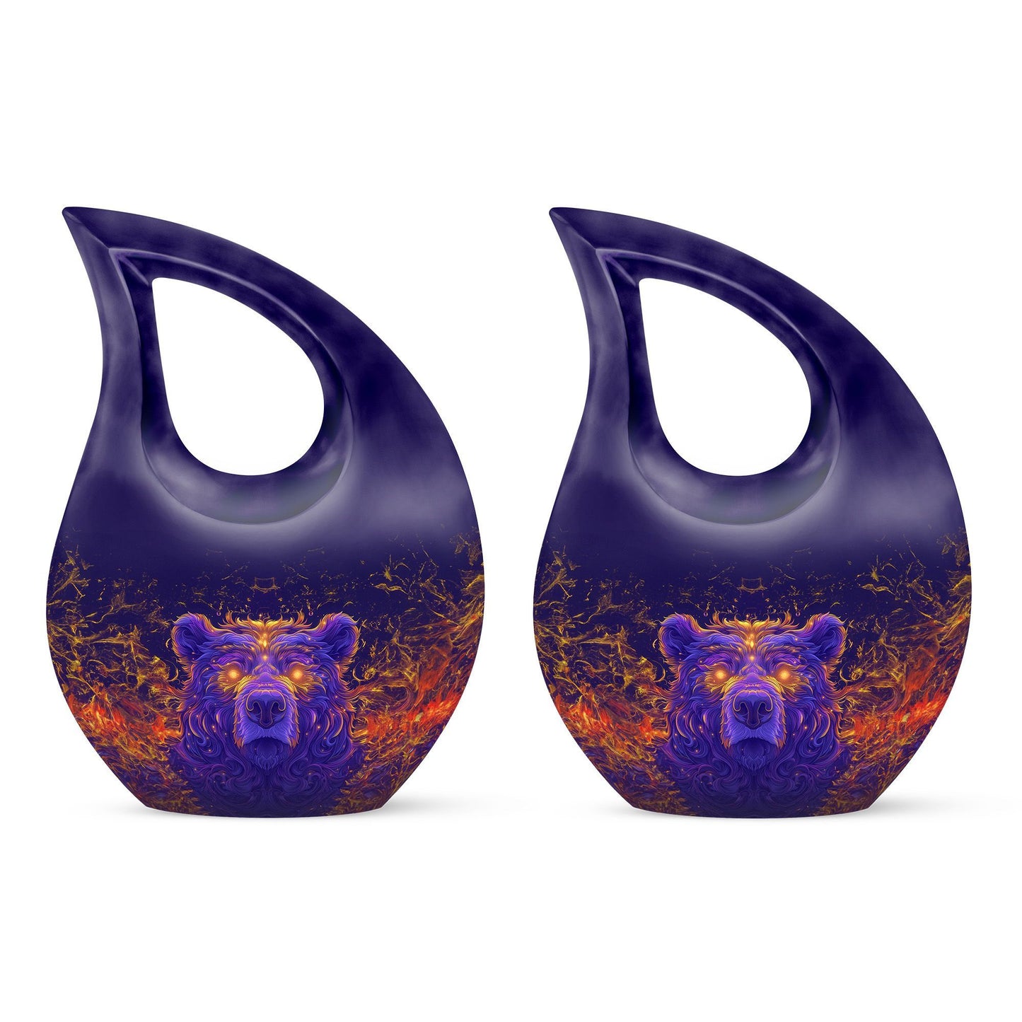 10 Inch Bear Urn with Cross Drop design for Cremated Remains, includes velvet pouch