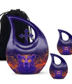 10 Inch Bear Urn with Cross Drop design for Cremated Remains, includes velvet pouch